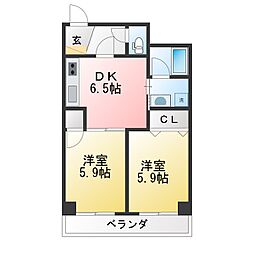 シャルマン 2DKの間取図画像