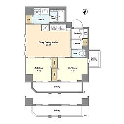 リテラス三ノ輪ウエスト 2LDKの間取図画像