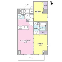デルックス田端 2LDKの間取図画像