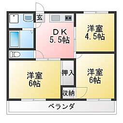 グリーンヒルタカハシ 3DKの間取図画像
