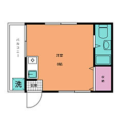 エースハイム 1階ワンルームの間取り