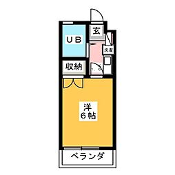 グリーンハイツ 1階1Kの間取り