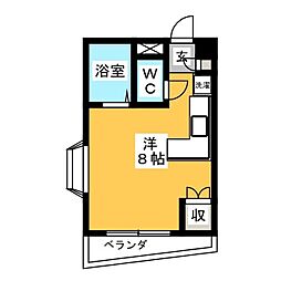 ウイングコート久米川 3階ワンルームの間取り