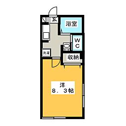 ヴィラーミ松葉 2階1Kの間取り