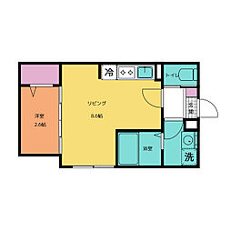 KEIAI RESIDENCE 久米川II 2階1LDKの間取り