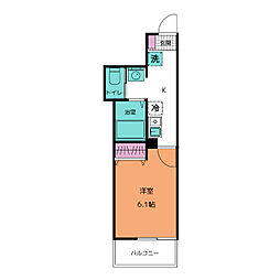 MELDIA東村山 1階1Kの間取り