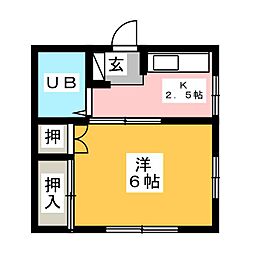 丸幸マンション新所沢 1Kの間取図画像