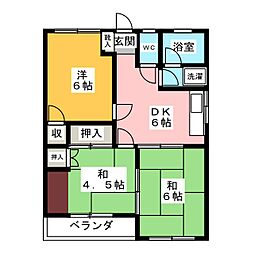 貫井コーポ 3DKの間取図画像