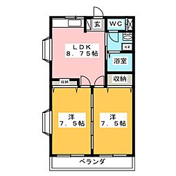 ベルフローラ 2LDKの間取図画像