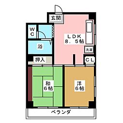 グリーンハイツ浦和 4階2LDKの間取り