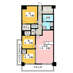 グランカーサ北浦和 3階3LDKの間取り
