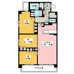 ドゥーエ武蔵浦和 4階3LDKの間取り