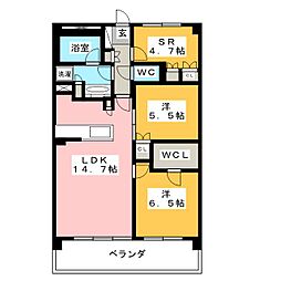 ドゥーエ武蔵浦和 4階2SLDKの間取り