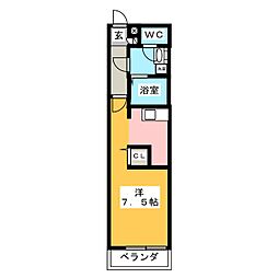 リブリ・Evergreen 3階ワンルームの間取り