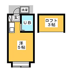 パレス西浦和 1階ワンルームの間取り