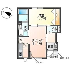 藤 1階1LDKの間取り