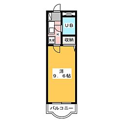プレシャスコア中浦和 1Kの間取図画像