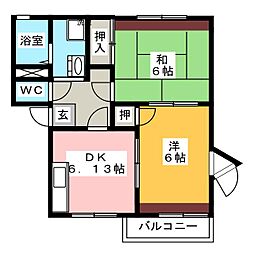 ハイランドB 2DKの間取図画像