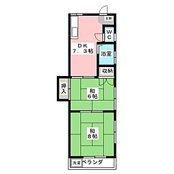 ハイム岸町 2DKの間取図画像