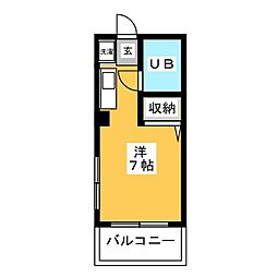 サンハイツ宮原 ワンルームの間取図画像