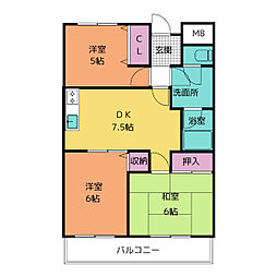 SCライムライト 3DKの間取図画像