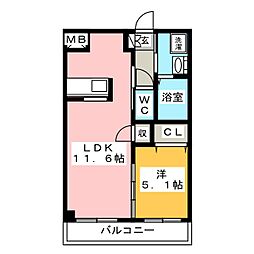 ATLASCaro北浦和2丁目 1LDKの間取図画像