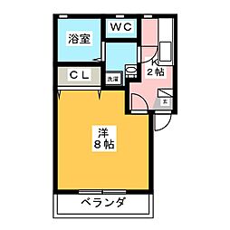 エスポアール原山 1Kの間取図画像