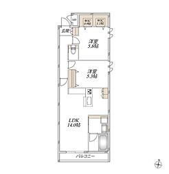 さいたま市浦和区常盤9丁目マンション 2LDKの間取図画像