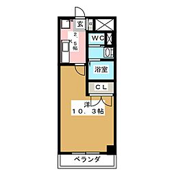アイリーSEVENCOURT 1Kの間取図画像