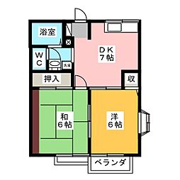 サンキャッスル 2DKの間取図画像