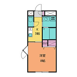 ラヴィエール 1階1Kの間取り