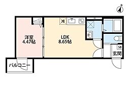 CRASTINE植竹町 3階1LDKの間取り