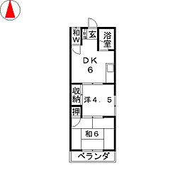 ヒロハウスA 2DKの間取図画像