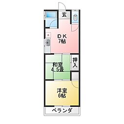 ヒロハウスA 2DKの間取図画像