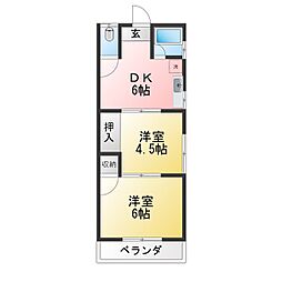 ヒロハウスA 2DKの間取図画像