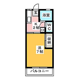 リッシェル東大宮 1Kの間取図画像