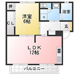 メゾンヨシコーE棟 1LDKの間取図画像