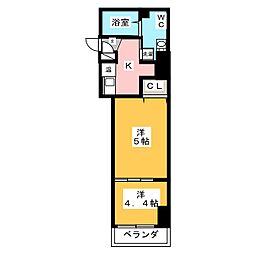 アクシーズタワー大門町 2Kの間取図画像