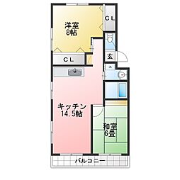 第10ユーセーハイツ大宮公園 2LDKの間取図画像