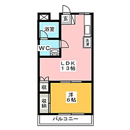 ダイヤモンドプラザ 1LDKの間取図画像