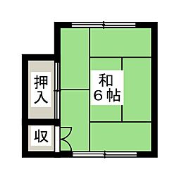 山田荘C棟 ワンルームの間取図画像