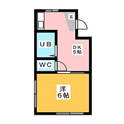 さくらコーポ鶴ヶ島 3階1Kの間取り