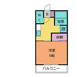 さつき荘 2階1Kの間取り