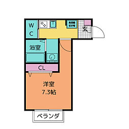 セントラルふじみ野 1階1Kの間取り