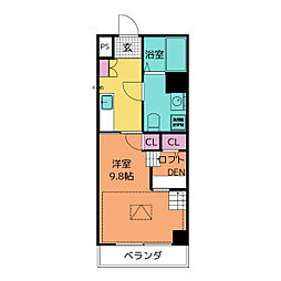 ルネスグランドゥール 3階1Kの間取り