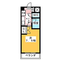 ガーデンセルリア 6階1Kの間取り