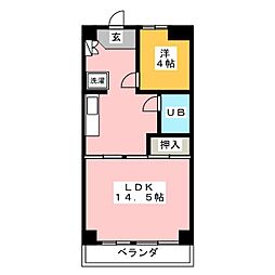 ル・グラン川越 1階1LDKの間取り