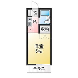 ハツカリコーポ ワンルームの間取図画像