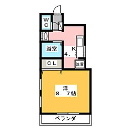 グリーンヒルズ 1Kの間取図画像