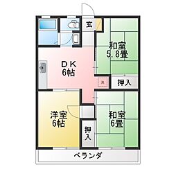グレースコート1 3DKの間取図画像